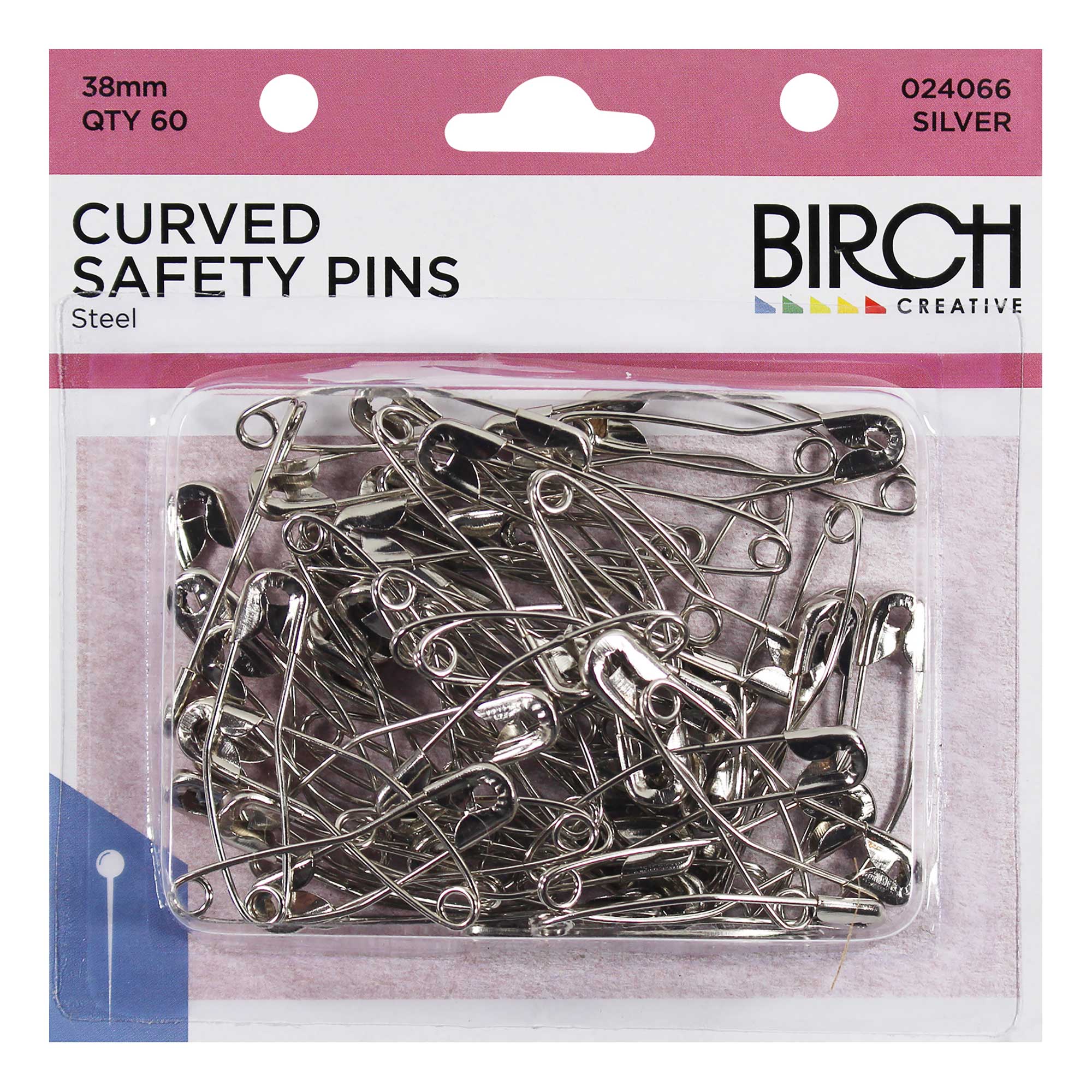 PINS SAFETY STEEL QUILTERS CURVED 38MM 60PK 024066 » Birch Wholesale