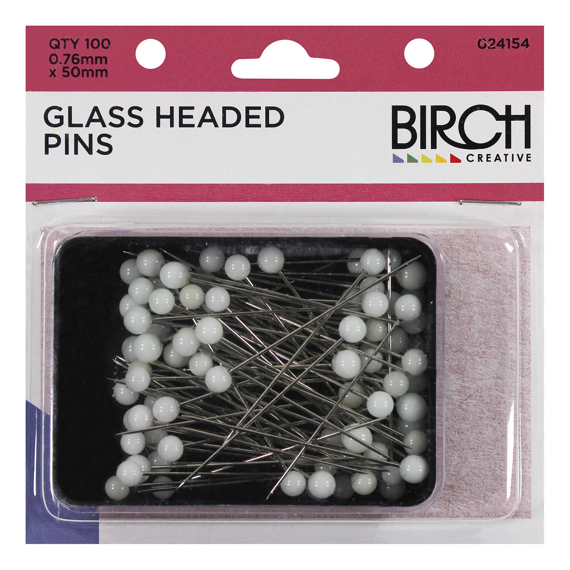 PINS GLASS HEAD 50x0.76MM 30G 024154 » Birch Wholesale