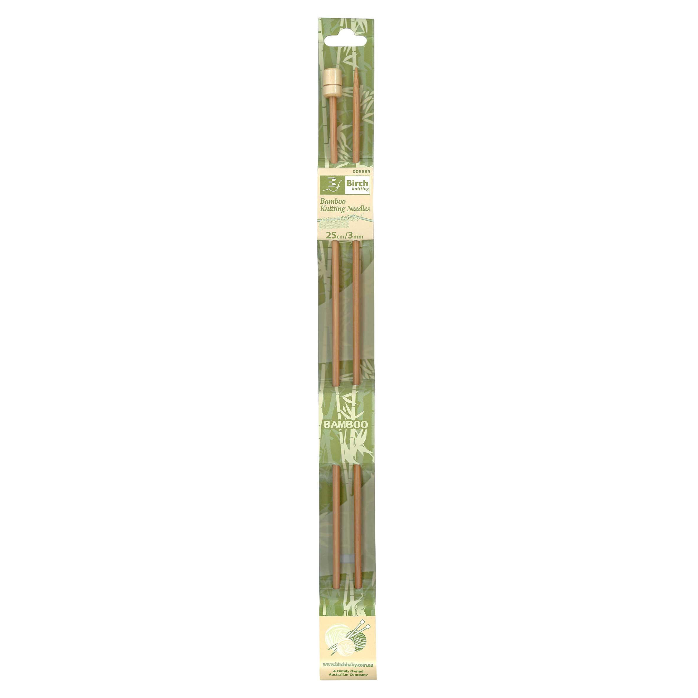 BIRCH KNITTING NEEDLE BAMBOO 25CM 3.003.25MM » Birch Wholesale